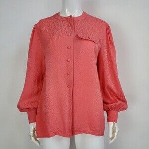 Vintage 80's Gump's Salmon Pink Silk Button-Up Blouse
